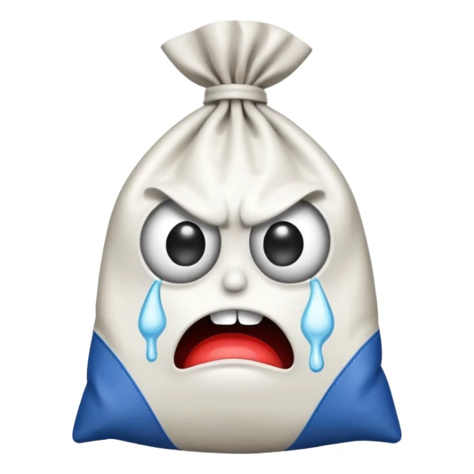 angry bag of cocaine with cartoon eyes sticker