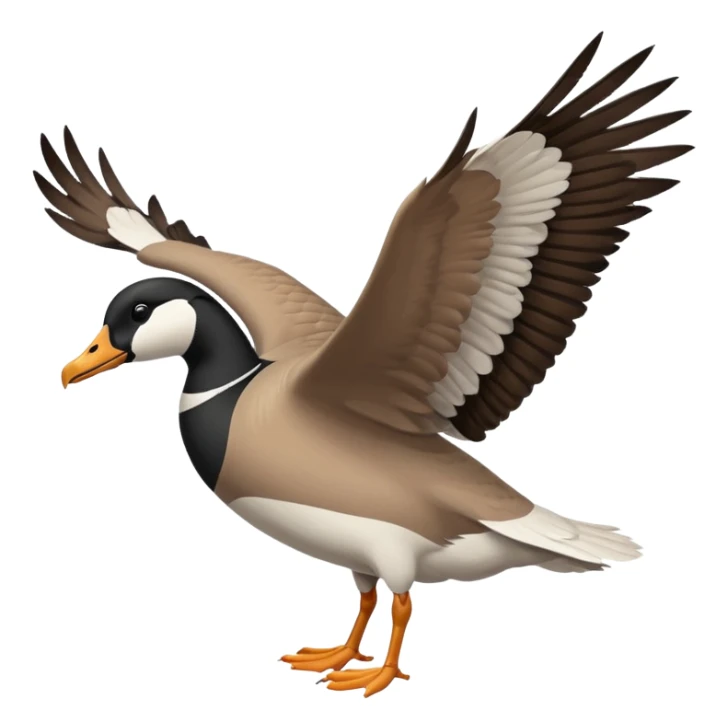 wild goose in flight, with black neck, black feet, black beak, brown wings sticker