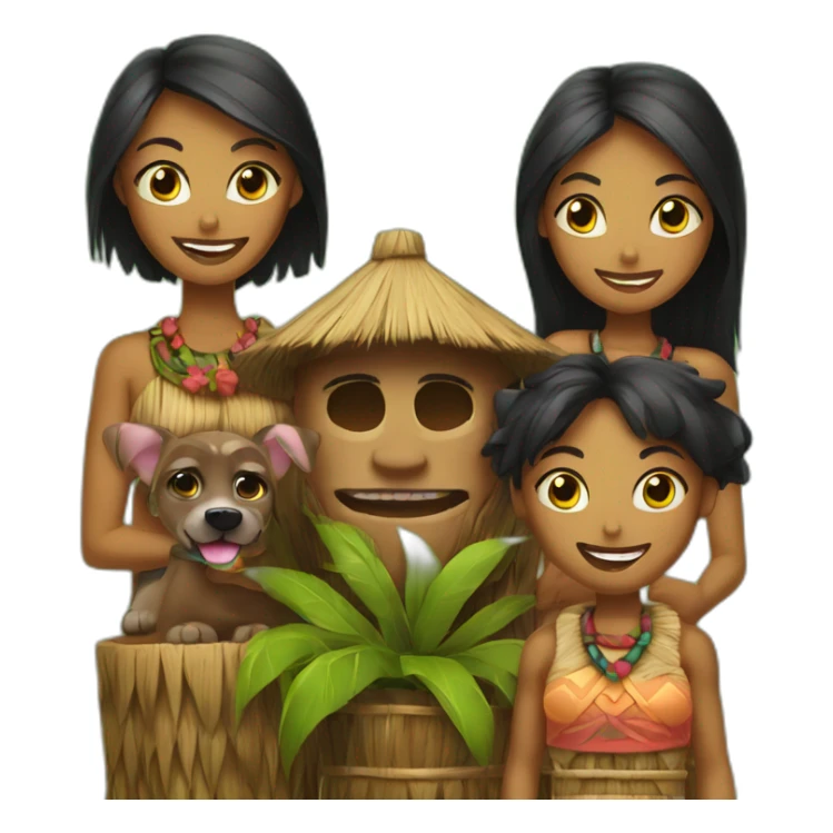 Family of 6 tiki with a tikidog sticker