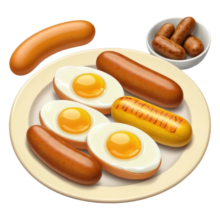 Two boiled eggs and two breakfast sausage restaurant style sticker
