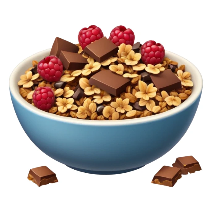 granola bowl with chocolate sticker
