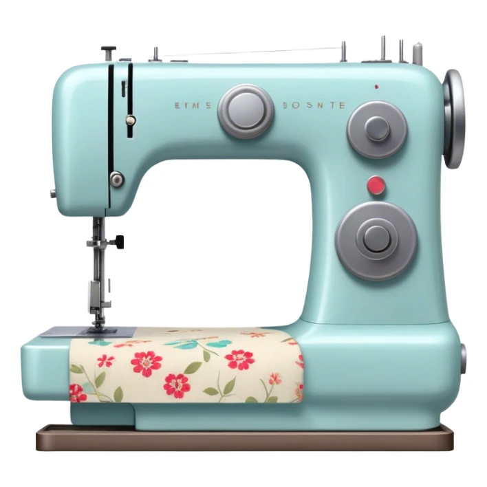 Create an icon that represents the hobby of sewing clothing using patterns and templates. The design should feature a sewing machine, fabric, sewing patterns, and templates. Include visible markings on the fabric that align with the patterns, showcasing the process of cutting and sewing. A piece of clothing in progress, such as a dress or shirt, should be visible, reflecting the creative and detailed nature of garment making. The composition should be well-balanced, with a clean and harmonious design. The background should be transparent. sticker