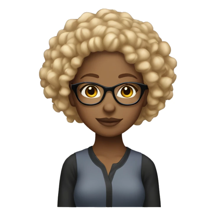 Light skinned Black girl with blonde curly hair and glasses sticker