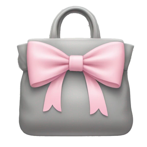 Grey bag with pastel pink bow sticker