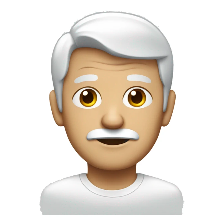 old man with white shirt and blue j sticker