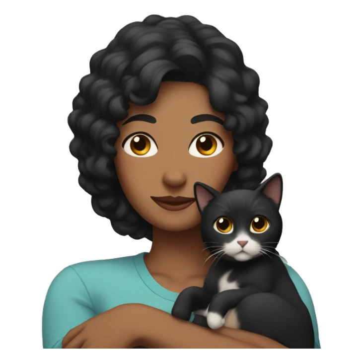 cat with human mom who has black hair  sticker