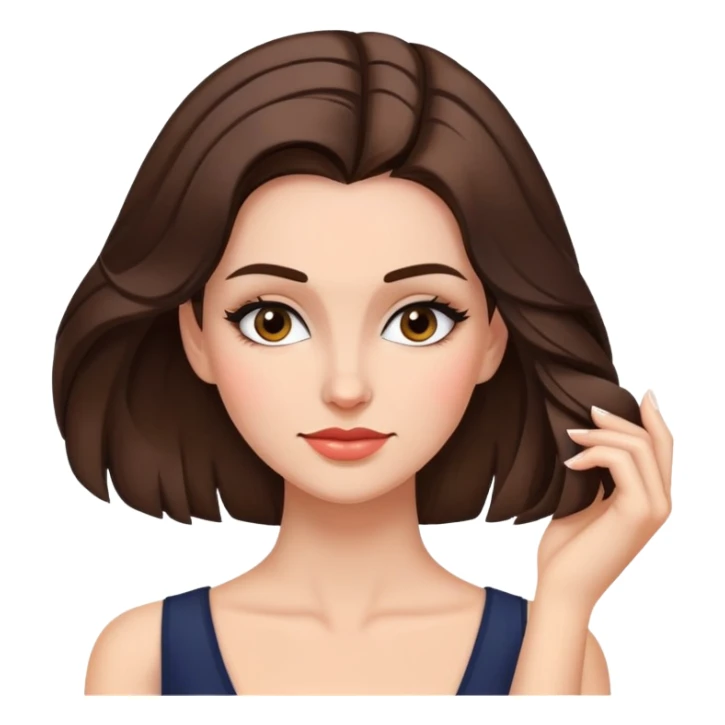 confident smirk face looking down with makeup and hand in hair sticker