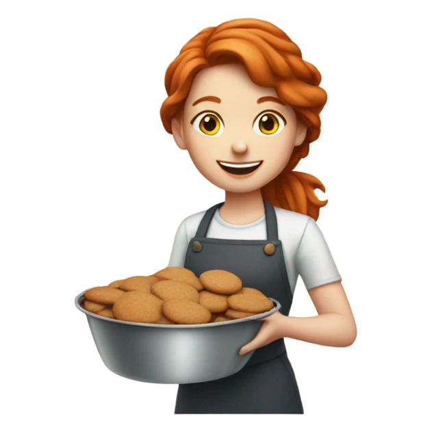 A redheaded girl baking cookies sticker