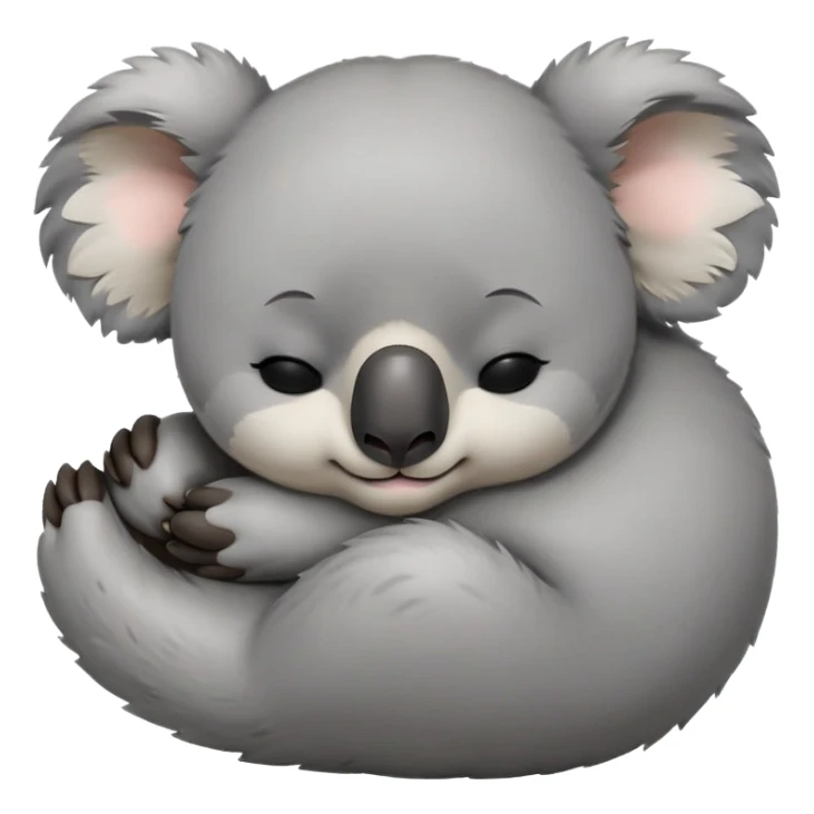 meme-worthy-cute-sleeping-koala-portrait-emoji,-head-resting-peacefully-with-a-contented-smile,-showcasing-a-cuddly-build-and-a-luxuriously-soft-grey-fur,-eyes-closed-in-a-serene,-restful-snooze,-simplified-yet-hilariously-adorable-features,-sleeping cute sticker