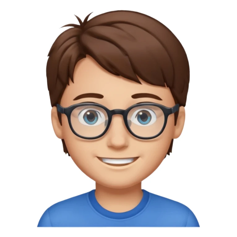 a boy with brown hair and blue eyes glasses sticker