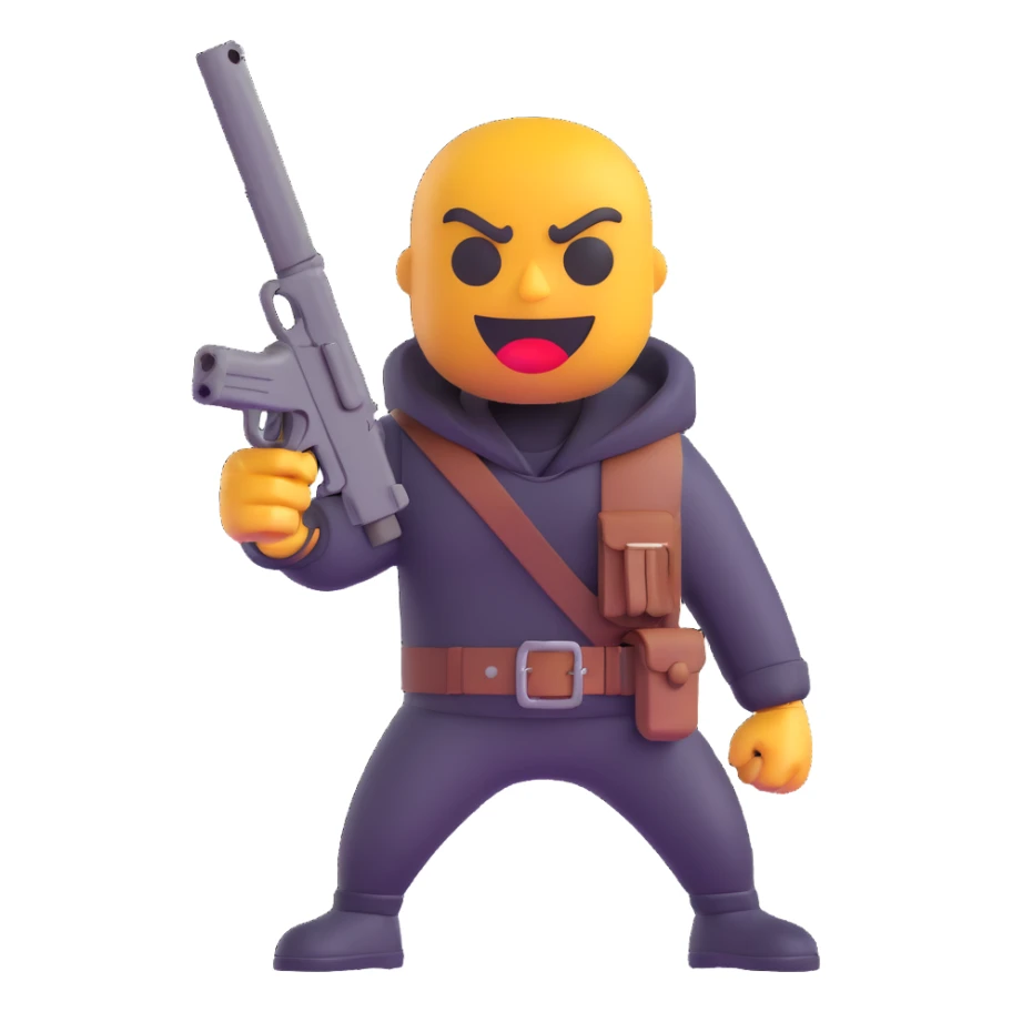 Tarkov-Killa emoji, holding a weapon, aggressive pose sticker
