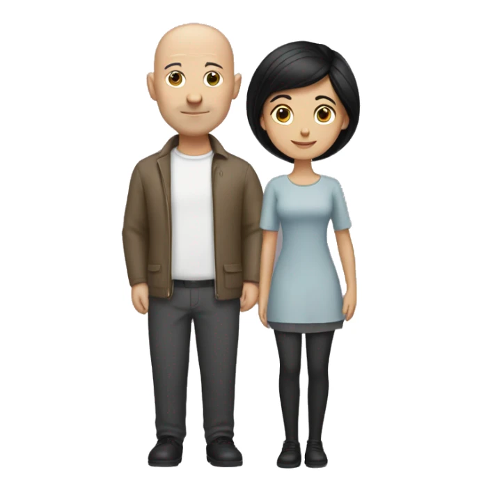 Bald man and girl with black hair sticker