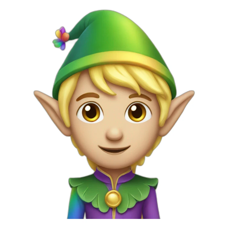 An elf at the end of the rainbow sticker