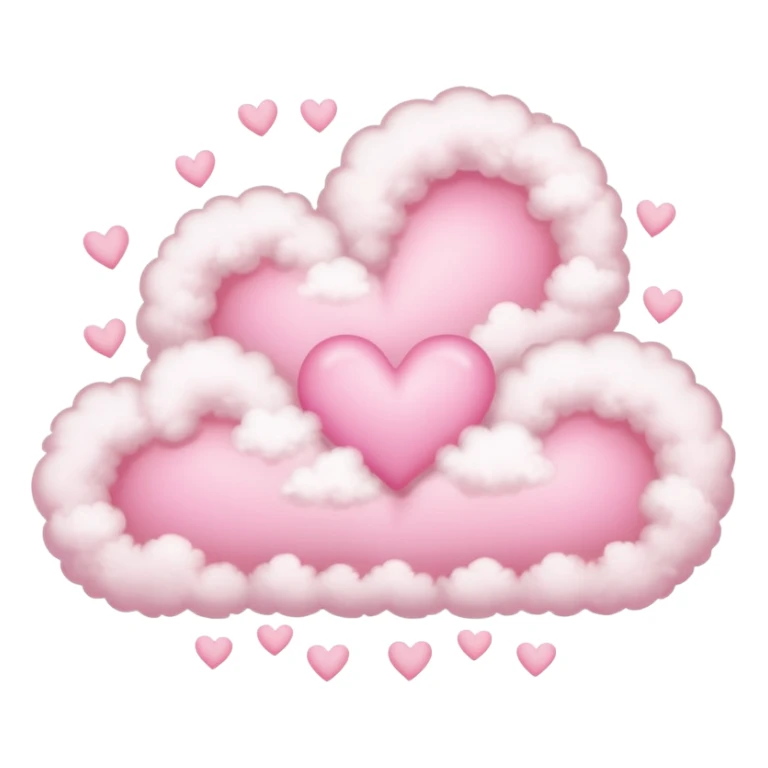 Cloud around pastel pink hearts, with a soft glow sticker
