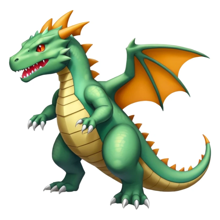 Shiny Exotic Colorful epic Tyranitar-Charizard-Dragonit—Salamence-Drudigon-Haxorus-Fakémon-hybrid-creature (full body)  sticker