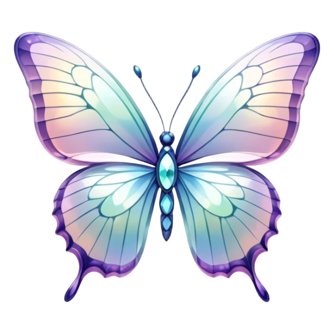 Sparkly glossy Pastel white iridescent glass crystal butterfly sticker