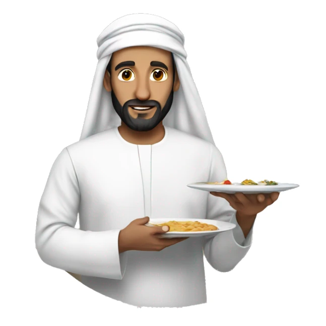 Sheikh holding a plate in his hand sticker