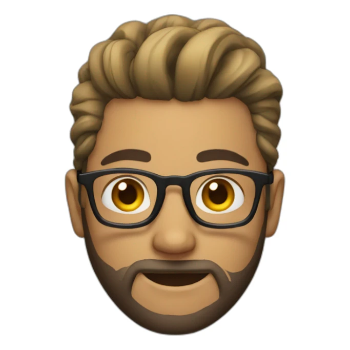 a person with man bun, short beard and glasses sticker