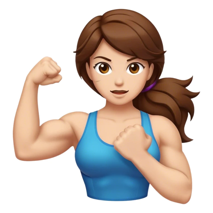 Women with brown hair flexing sticker