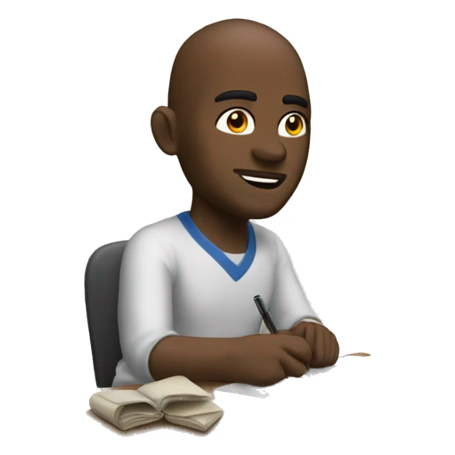 Mike Jordan is sitting at his laptop, writing something. sticker