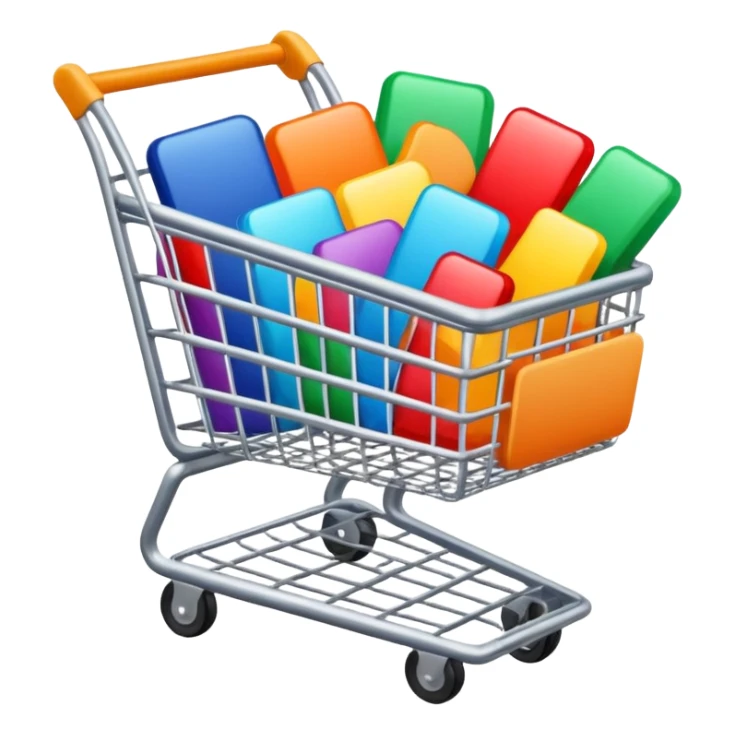 shopping cart full of colorful items sticker