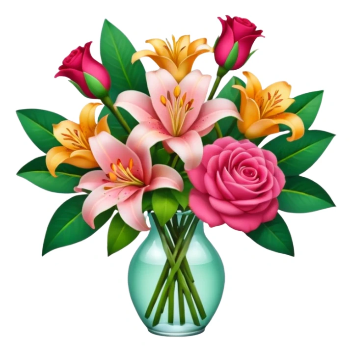Lilies, roses and camellias in a flower bouquet sticker