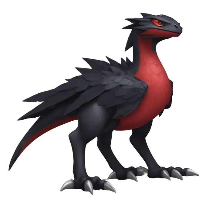 cool edgy black and red Dark-type nargacuga Pokémon full body sticker