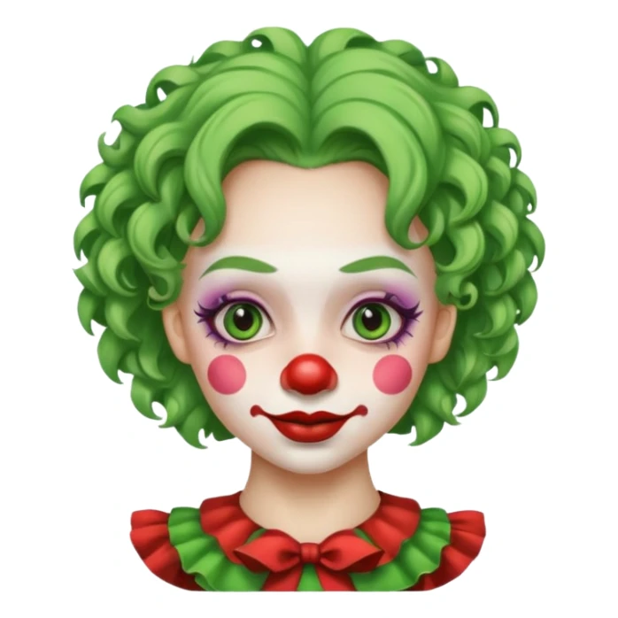 girl clown with curly green hair sticker