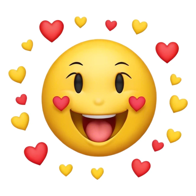 A smiley face with hearts around the head yelling I love you! sticker
