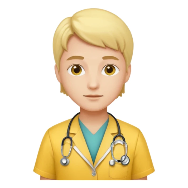 doctor with yellow uniform sticker