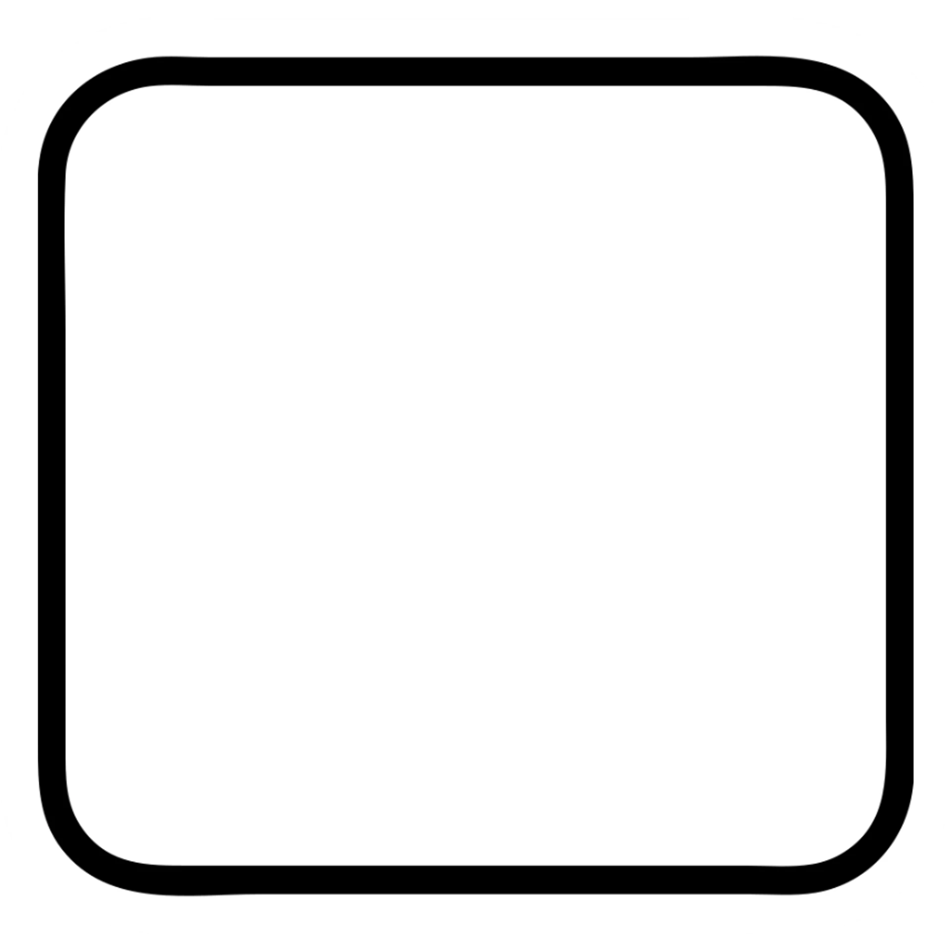 White square with much thicker black outline, icon style, no background, outlined icon with no fill, no color, clean and bold lines. sticker