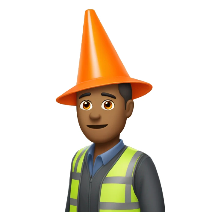 Guy with orange traffic cone instead of his head sticker