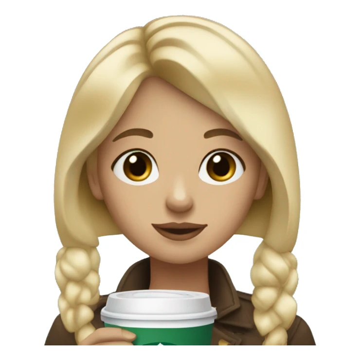 blonde girl with bangs and blue eyes drinking starbucks coffee sticker