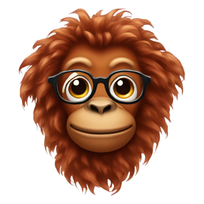 Cute orangutan with curly hair and glasses  sticker