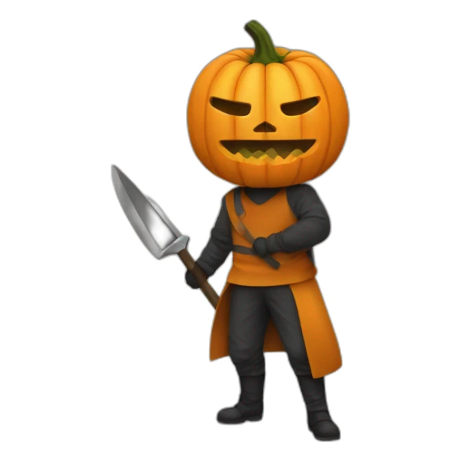 Homme avec masque de citrouille et une machette sticker