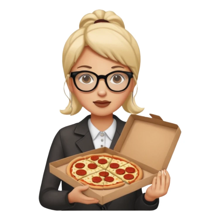 pizza take-out with glassess and long lashes sticker