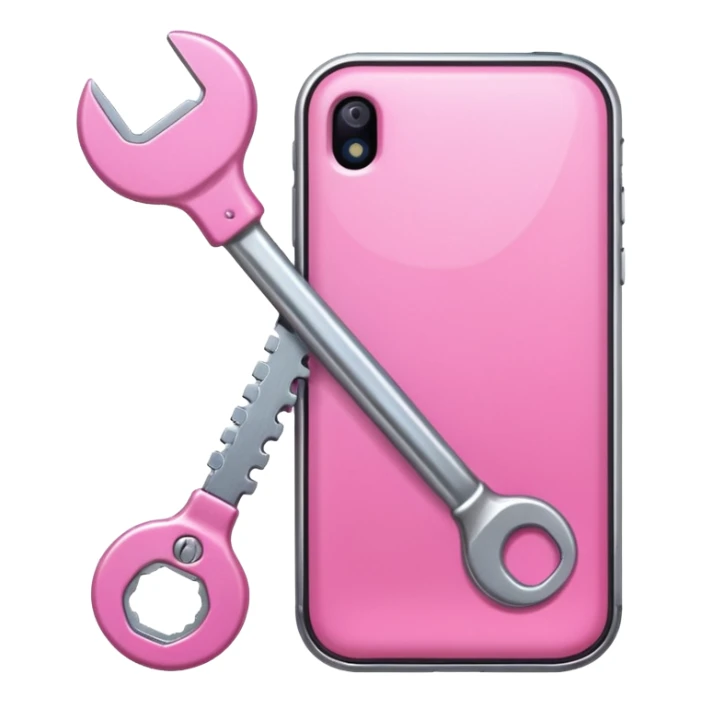 pink girly cellphone with a cute wrench sticker