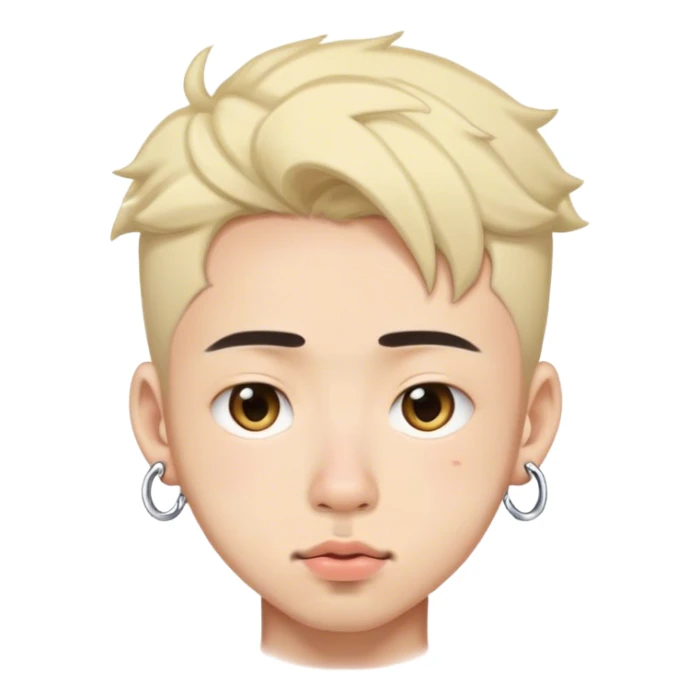 Cute Japanese male, nose pierced, bottom lip pierced sticker