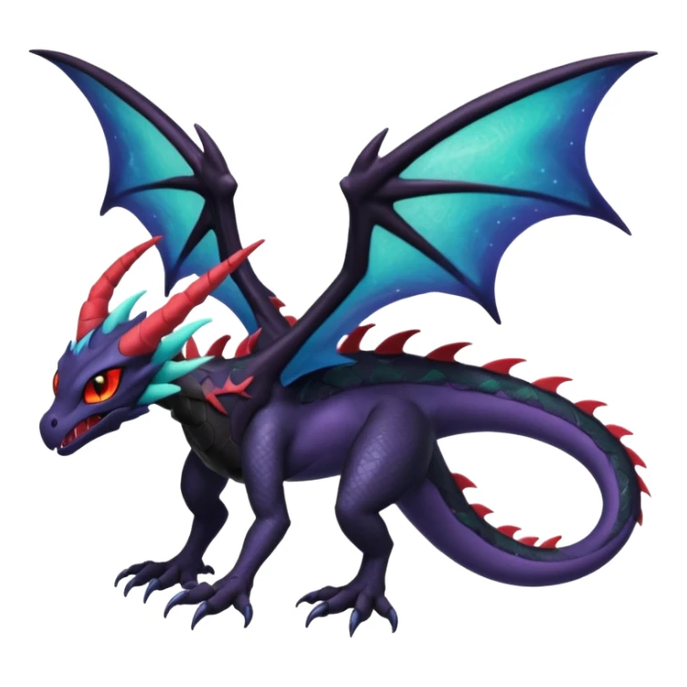 Void-Black Star-Dusted Night-Shimmered Cosmic-Winged Draconic Noivern-Rayquaza-Lunala-creature (full body) sticker