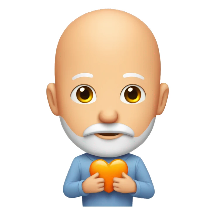 Bald man with a big orange beard has wings and holds a heart in his hand sticker