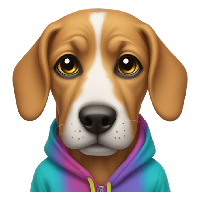 dog wearing a hoody sticker