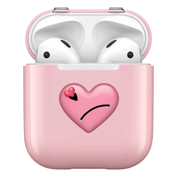 Light pink AirPods case with a kiss mark sticker