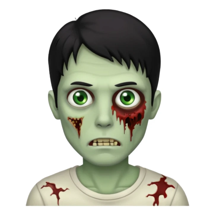 Zombie cabelo liso ondulado preto masculino  sticker