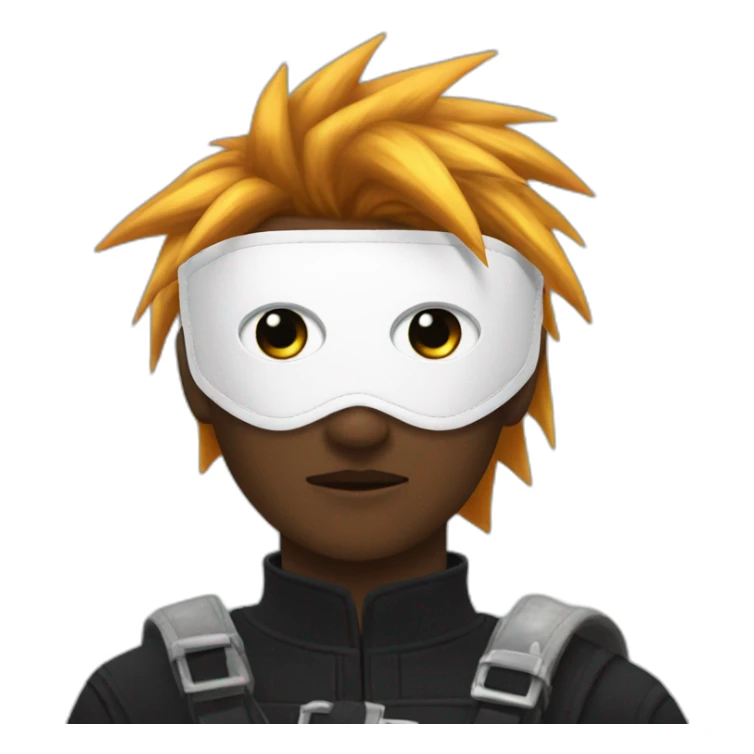 Black hero eye mask with white eye. Ginger cloud strife sticker