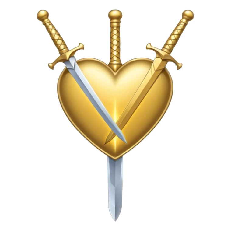 golden sword cuting in half a gold heart sticker