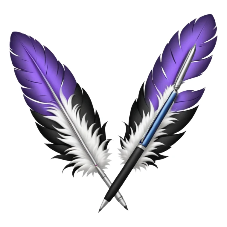 3 plumes blanches avec un stylo en dessous sticker