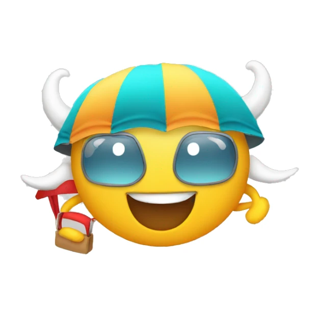 smiling face with horns flying paraglide sticker