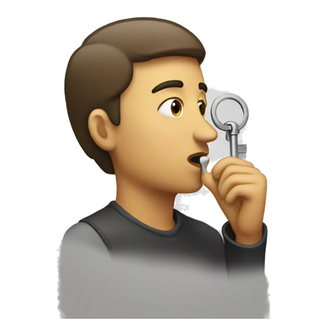 Person smelling their key with it to their nostril sticker