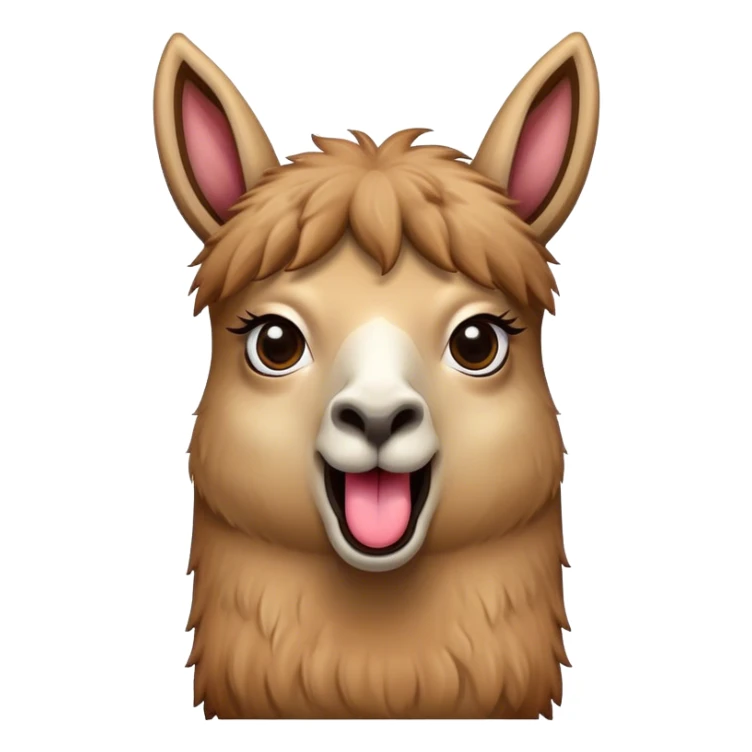 llama with a surprising face, wide eyes open , long tongue sticking out sticker