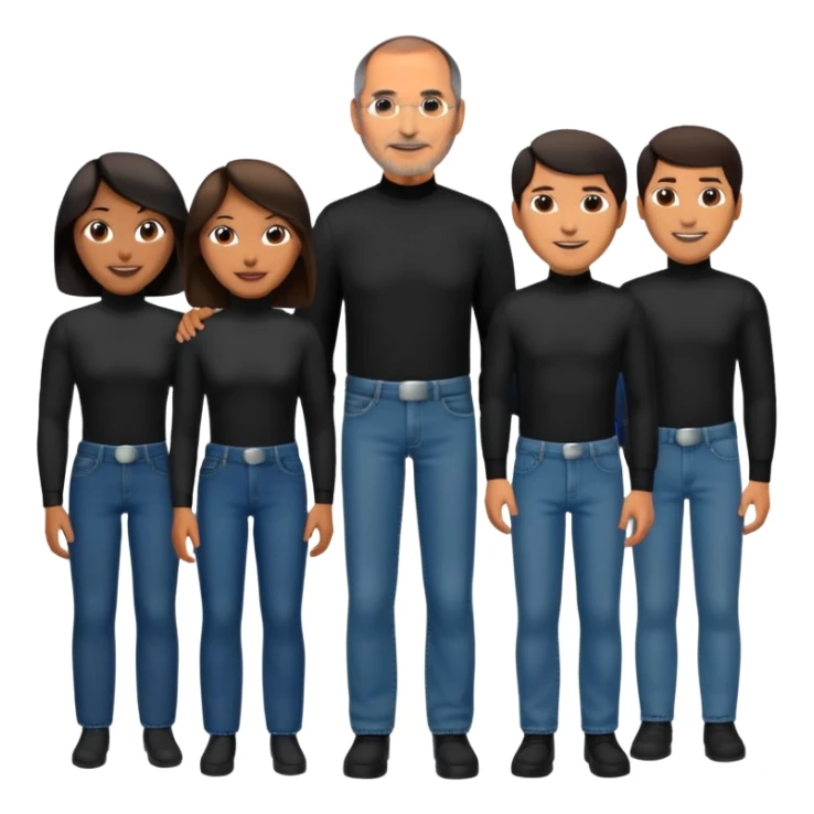 create a founder mode emoji like steve jobs having a 100 executive retreat in the woods represent the outdoors and the 100 top employees

 sticker